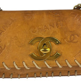 Chanel Brown Leather Western Embossed CC Flap Bag