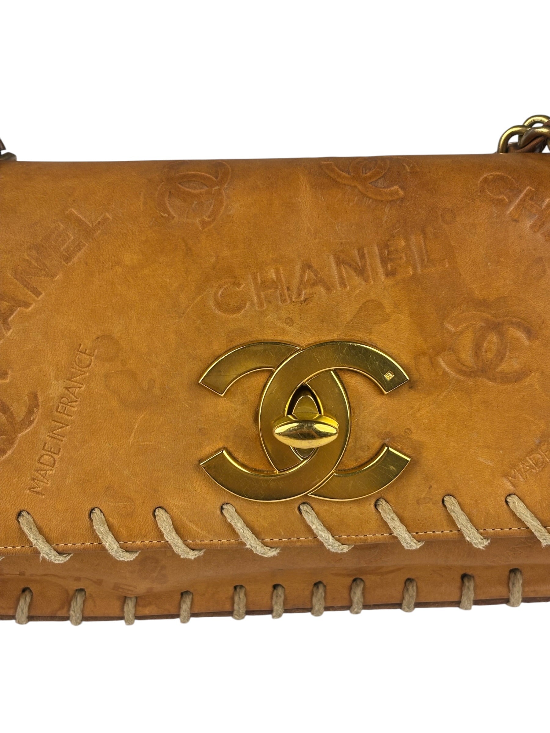 Chanel Brown Leather Western Embossed CC Flap Bag