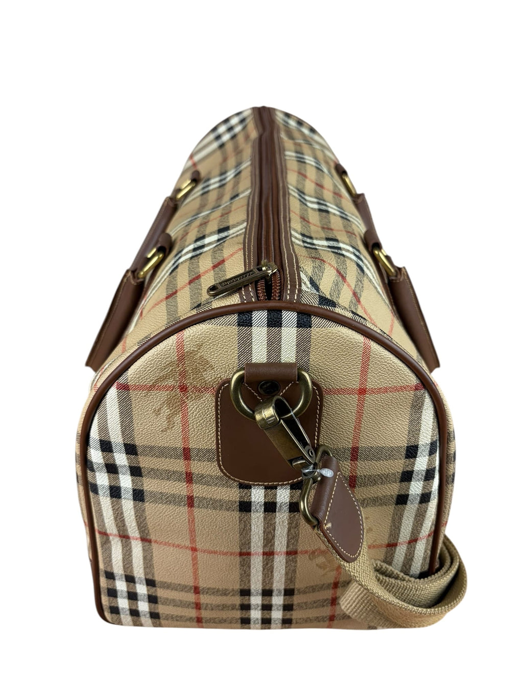 Burberry Beige/Brown Leather Haymarket House Check Boston Two-Way Bag