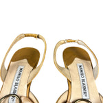 Manolo Blahnik Nude Leather Slingback Kitten Heels