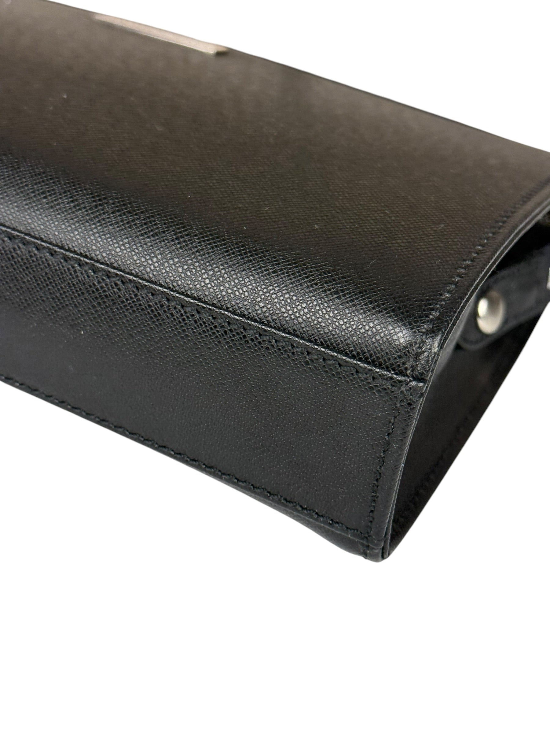 Burberry Black Leather Zip Clutch Pouch