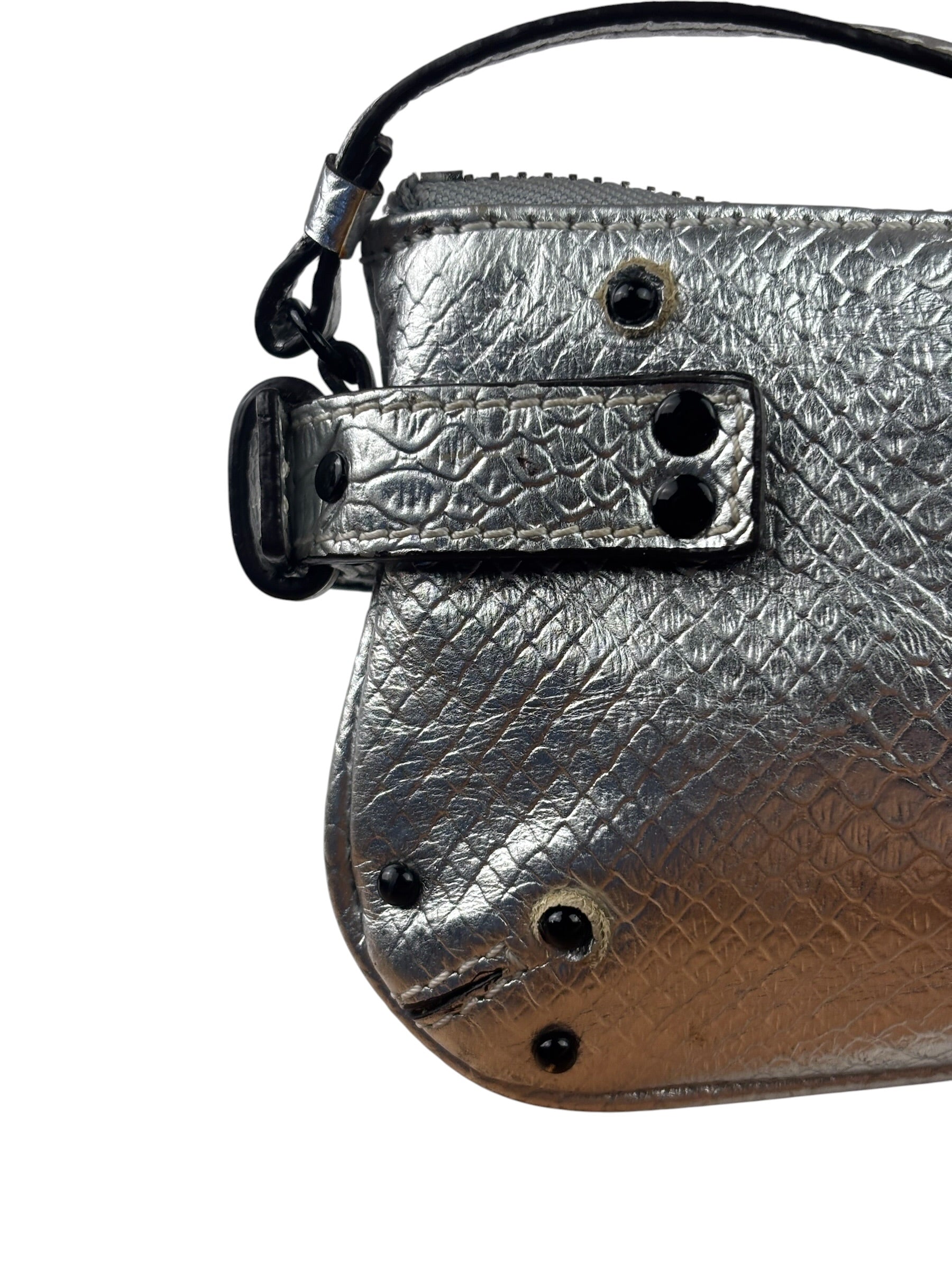 Chloe Metallic Silver Leather Paddington Pochette