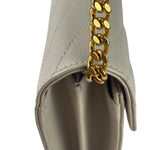 YSL Cream Pebbled Leather Cassandre Envelope Small Wallet On Chain
