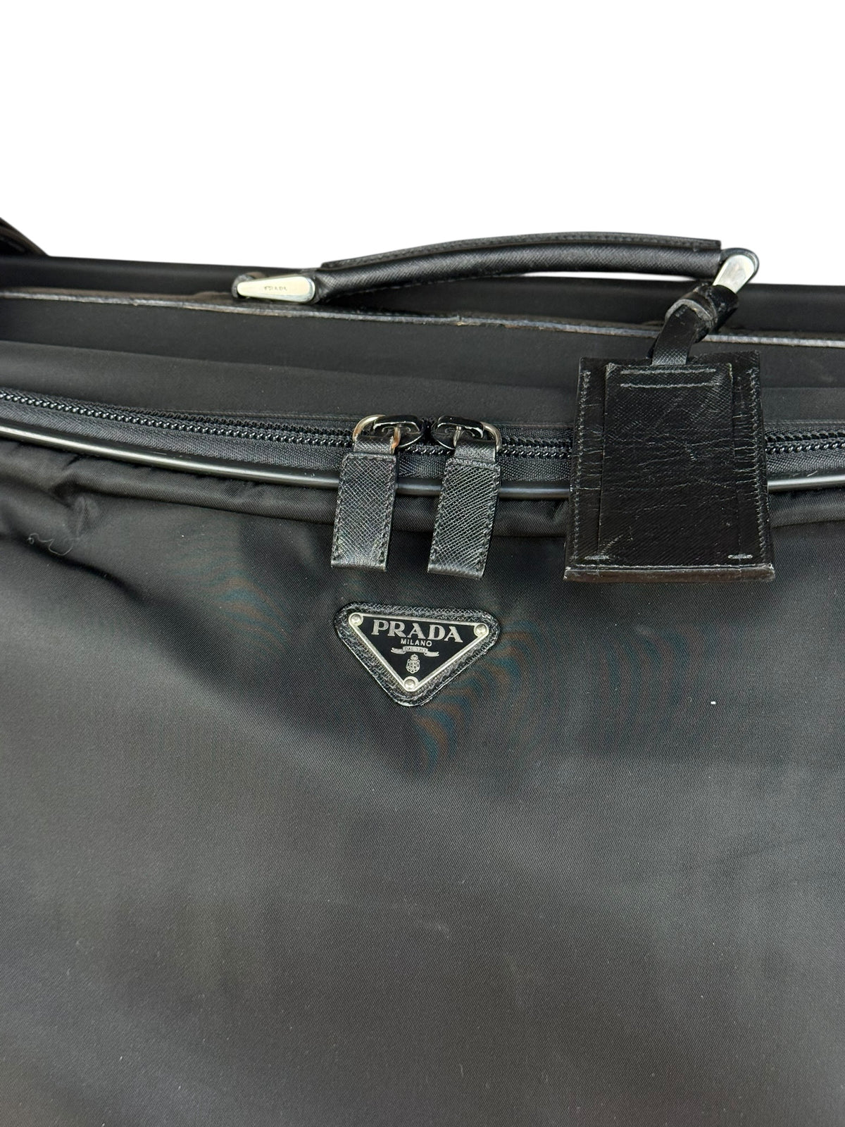 Prada Vintage Black Nylon Saffiano Travel Suitcase