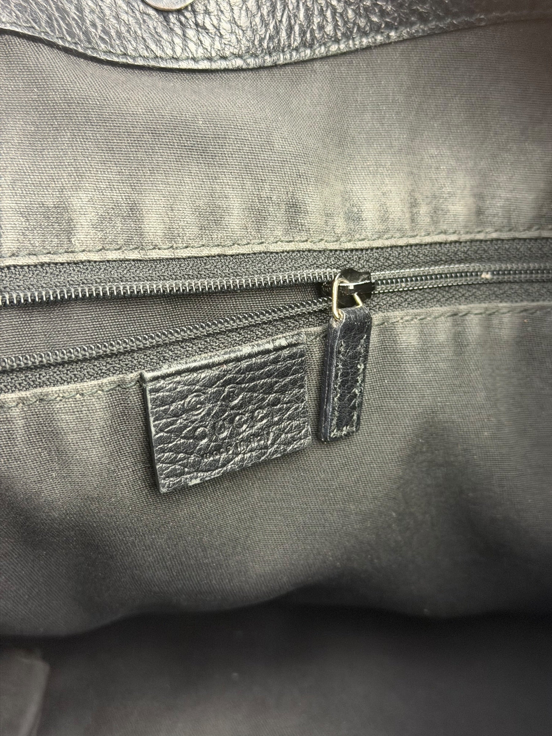 Gucci Black Leather Trim GG Supreme Hobo Bag