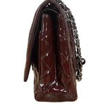 Chanel Burgundy Patent Leather Double Flap Maxi Jumbo Shoulder Bag
