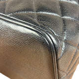 Chanel Vintage CC Black Quilted Caviar Leather Medallion Tote Bag 2002