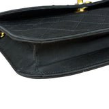 Chanel Vintage CC Black Satin Half-Moon Flap Bag 1991