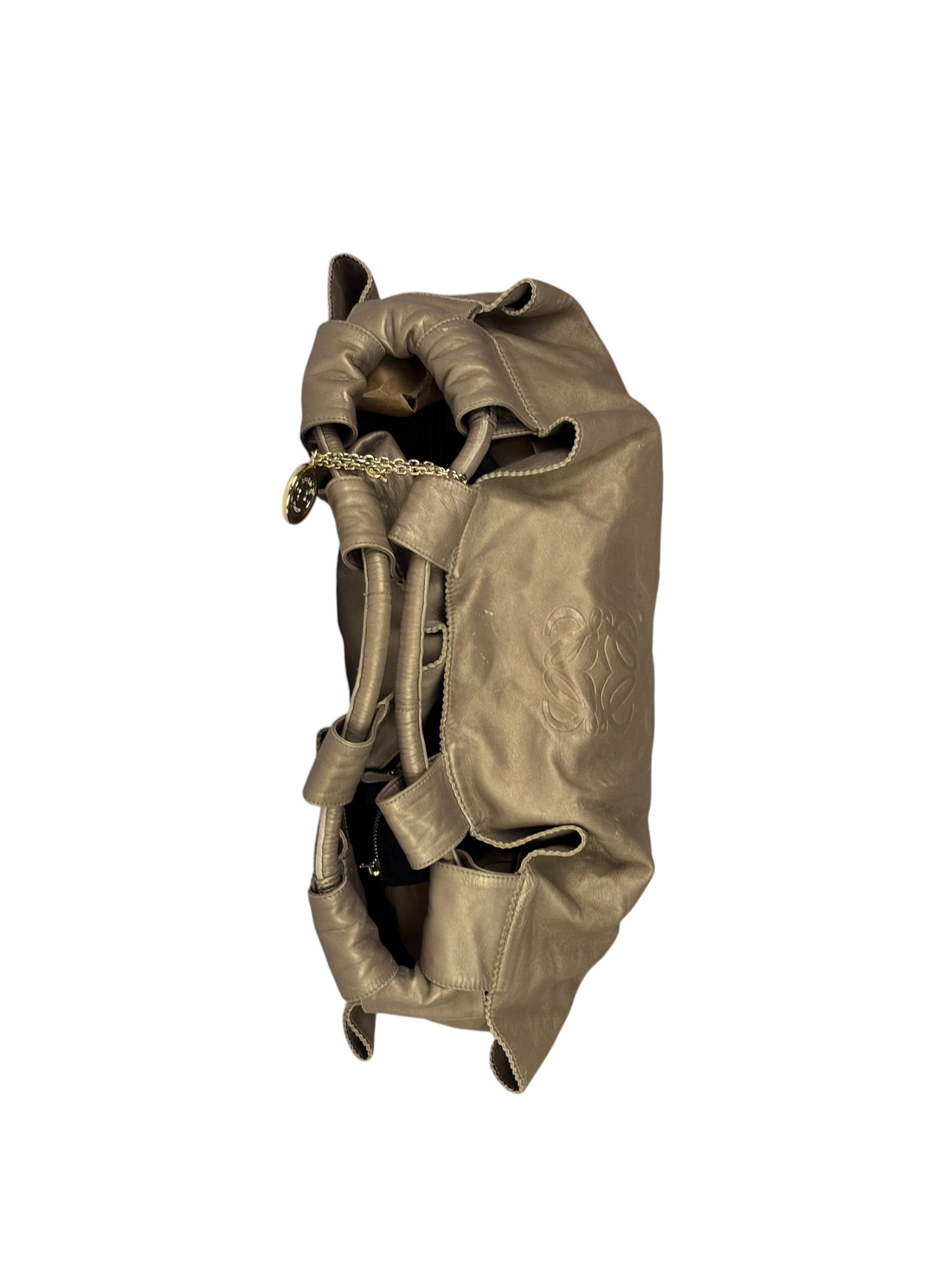 Loewe Metallic Gold Leather Nappa Aire Handbag