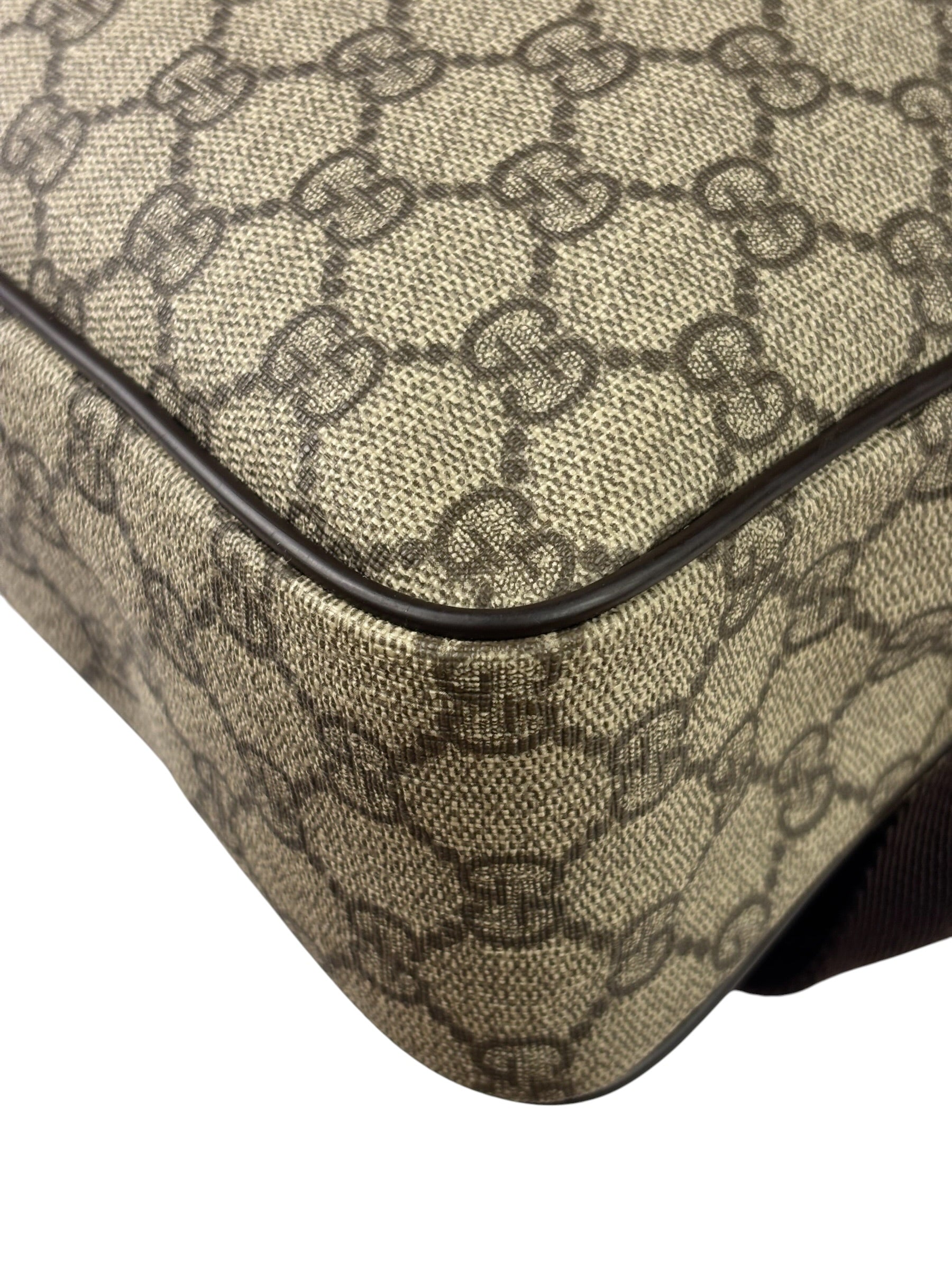 Gucci Brown Leather Trim Supreme Crossbody Bag