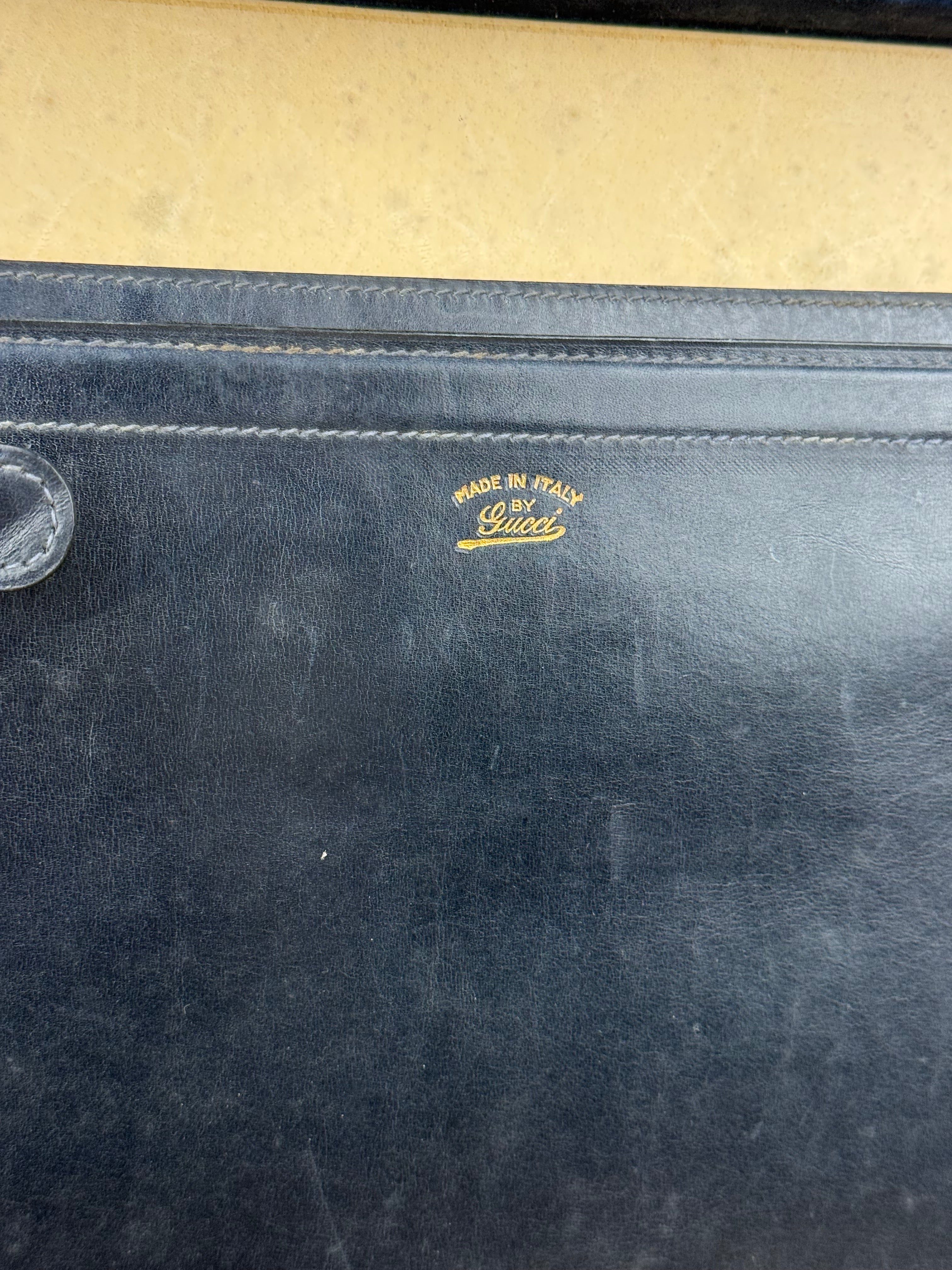 Gucci Navy Suede Vintage Briefcase