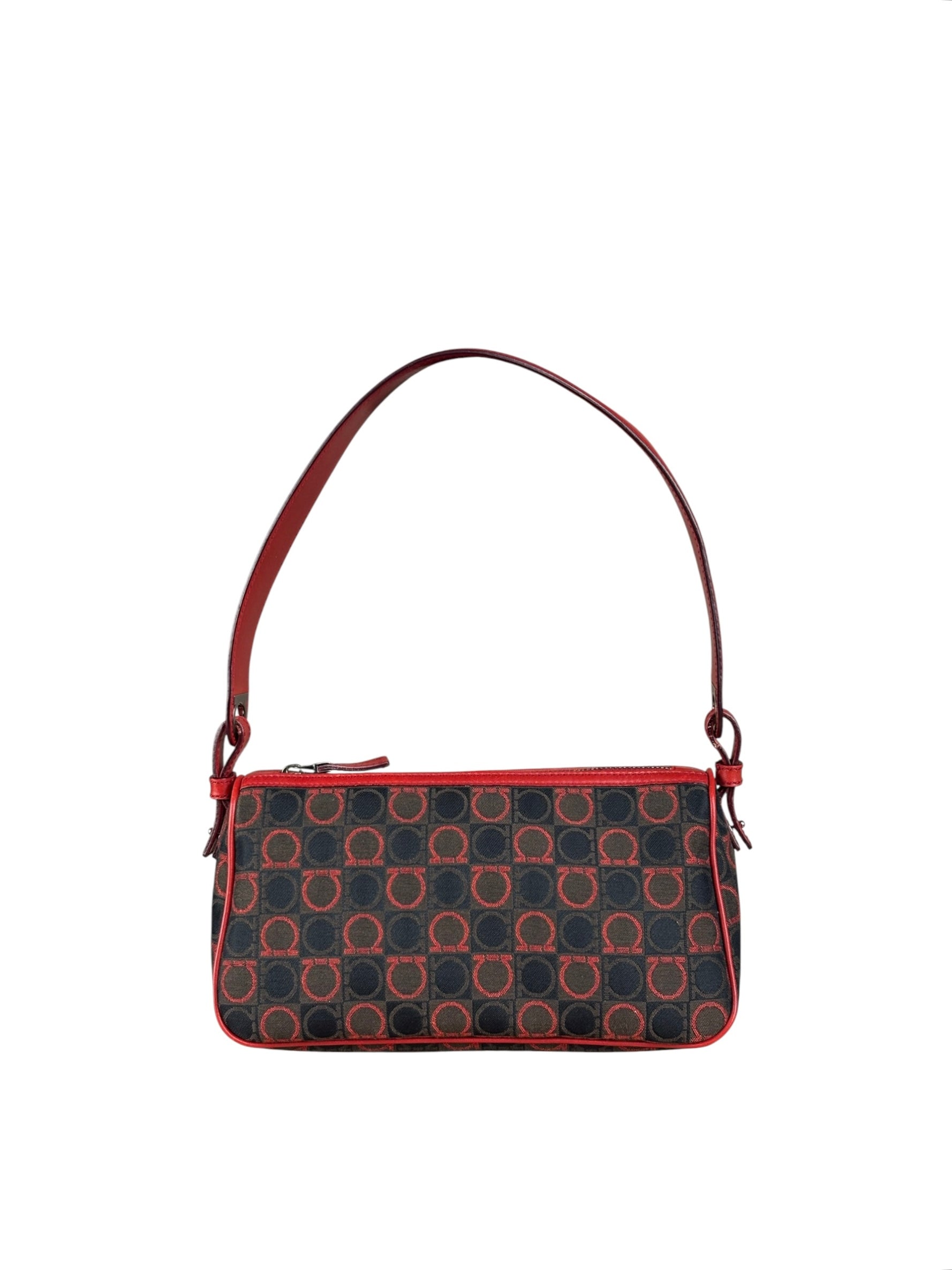 Salvatore Ferragamo Multicolor Leather Trim Monogram Gancini Pochette