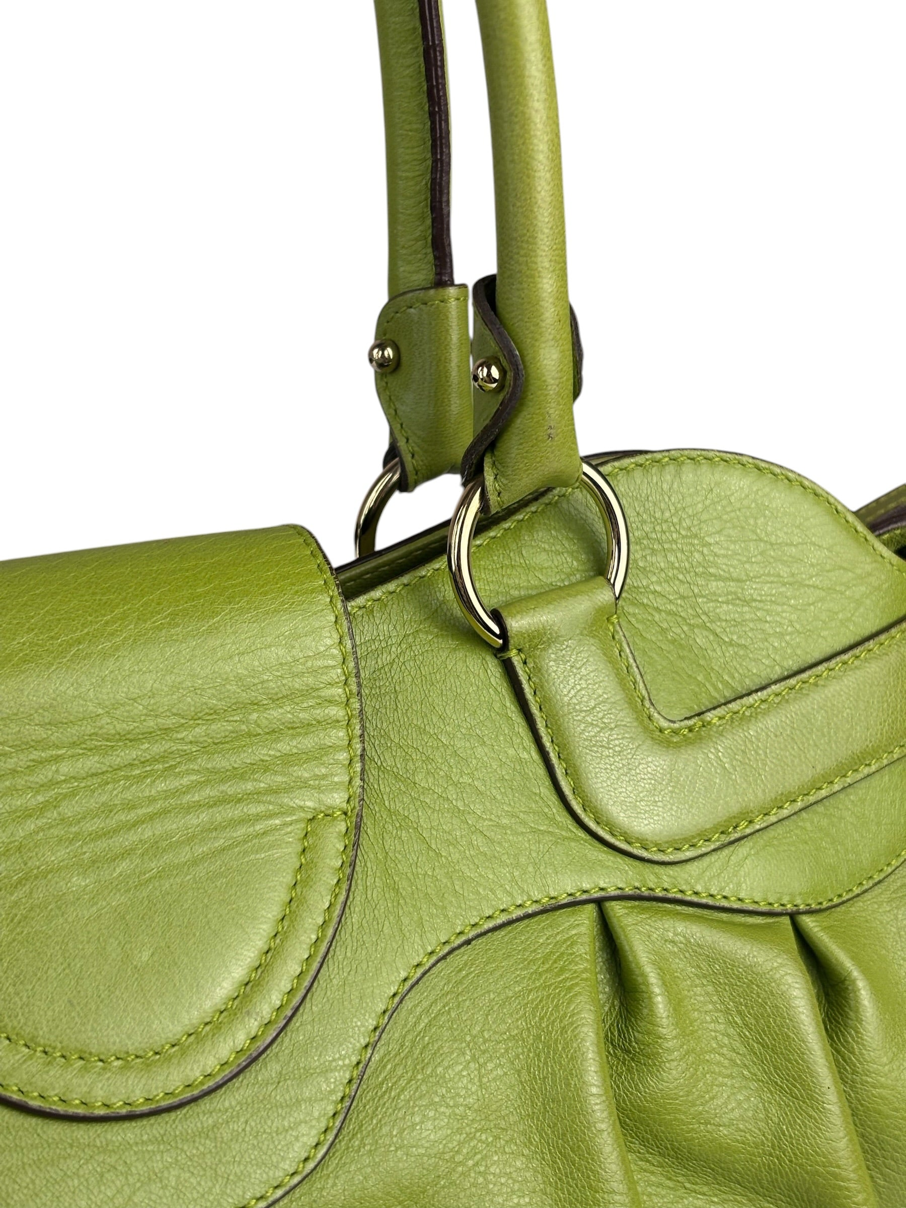 Salvatore Ferragamo Green Leather Marisa Shoulder Bag