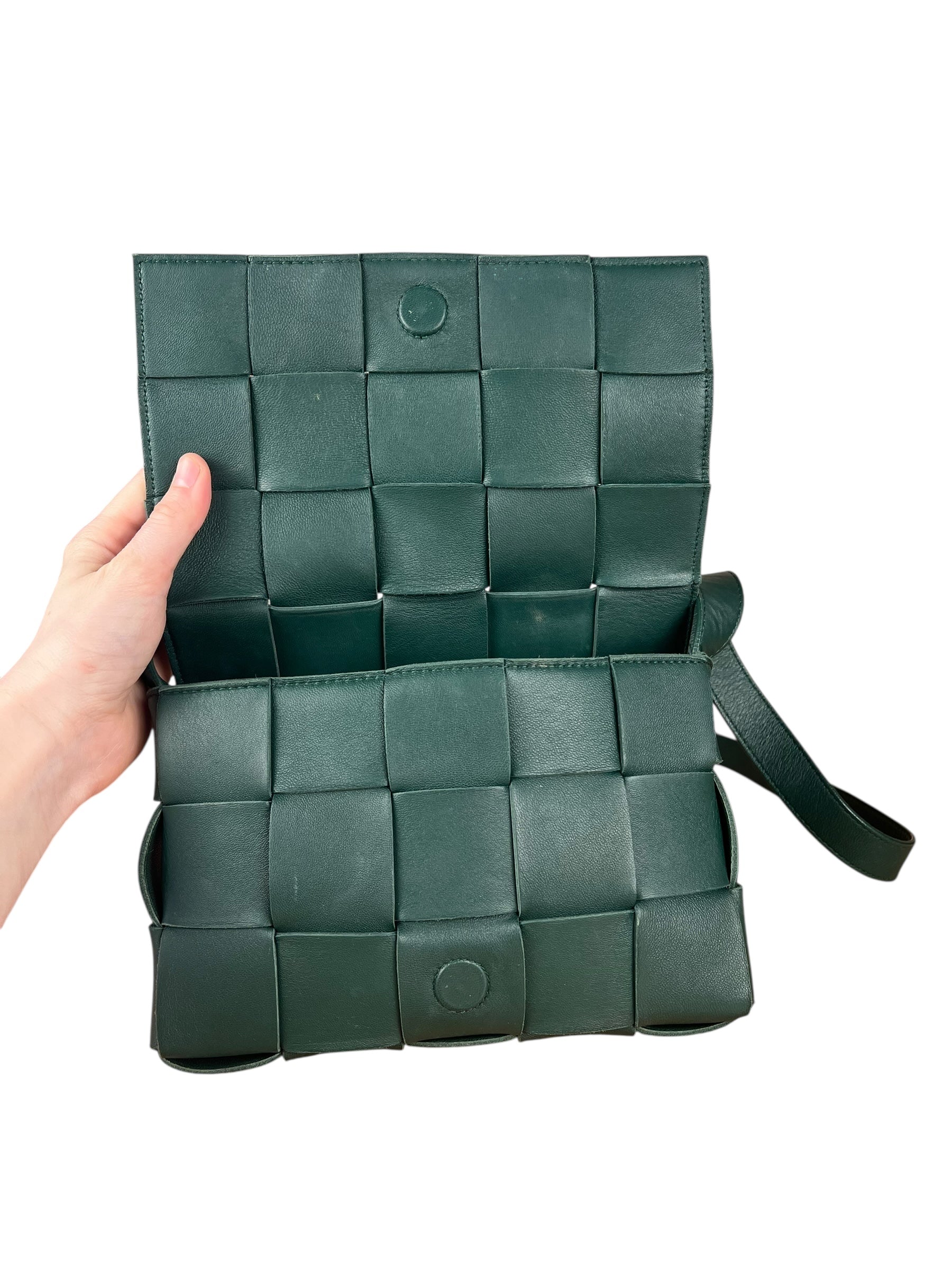 Bottega Veneta Forest Green Intrecciato Cassette Crossbody