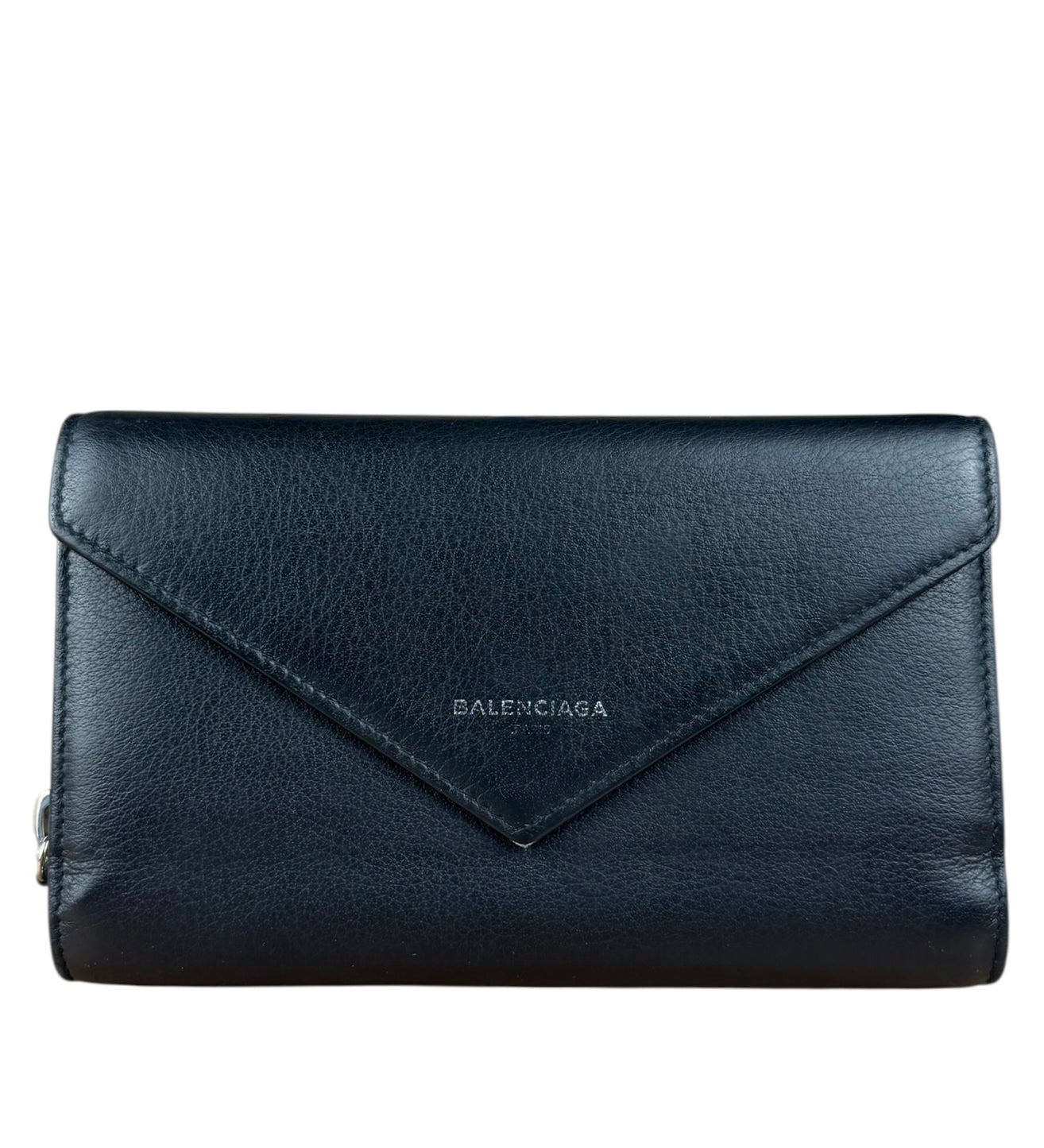 Balenciaga Black Leather Envelope Clutch Bag