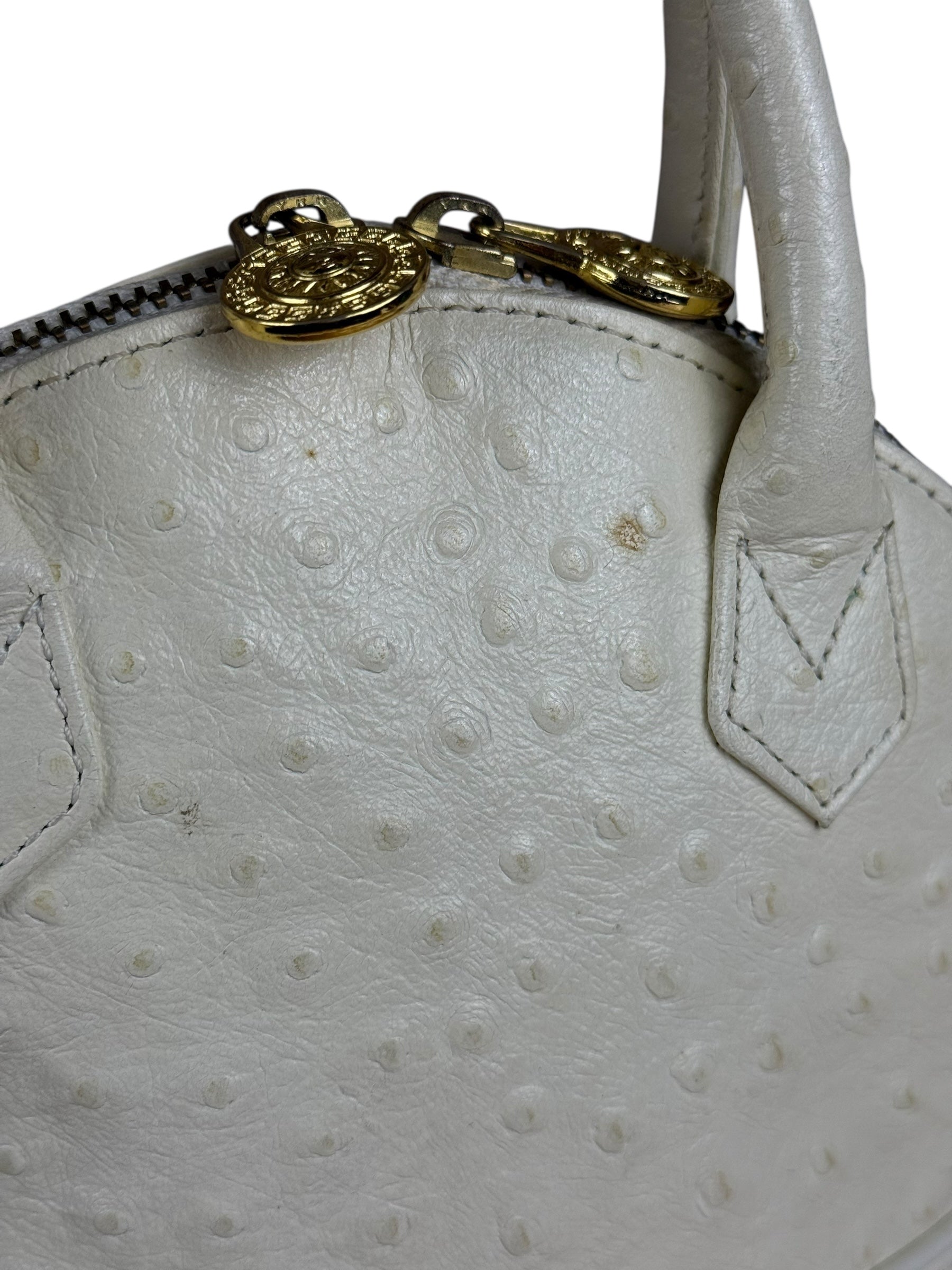 Versace Vintage Mini Osctrich Leather Top Handle Bag