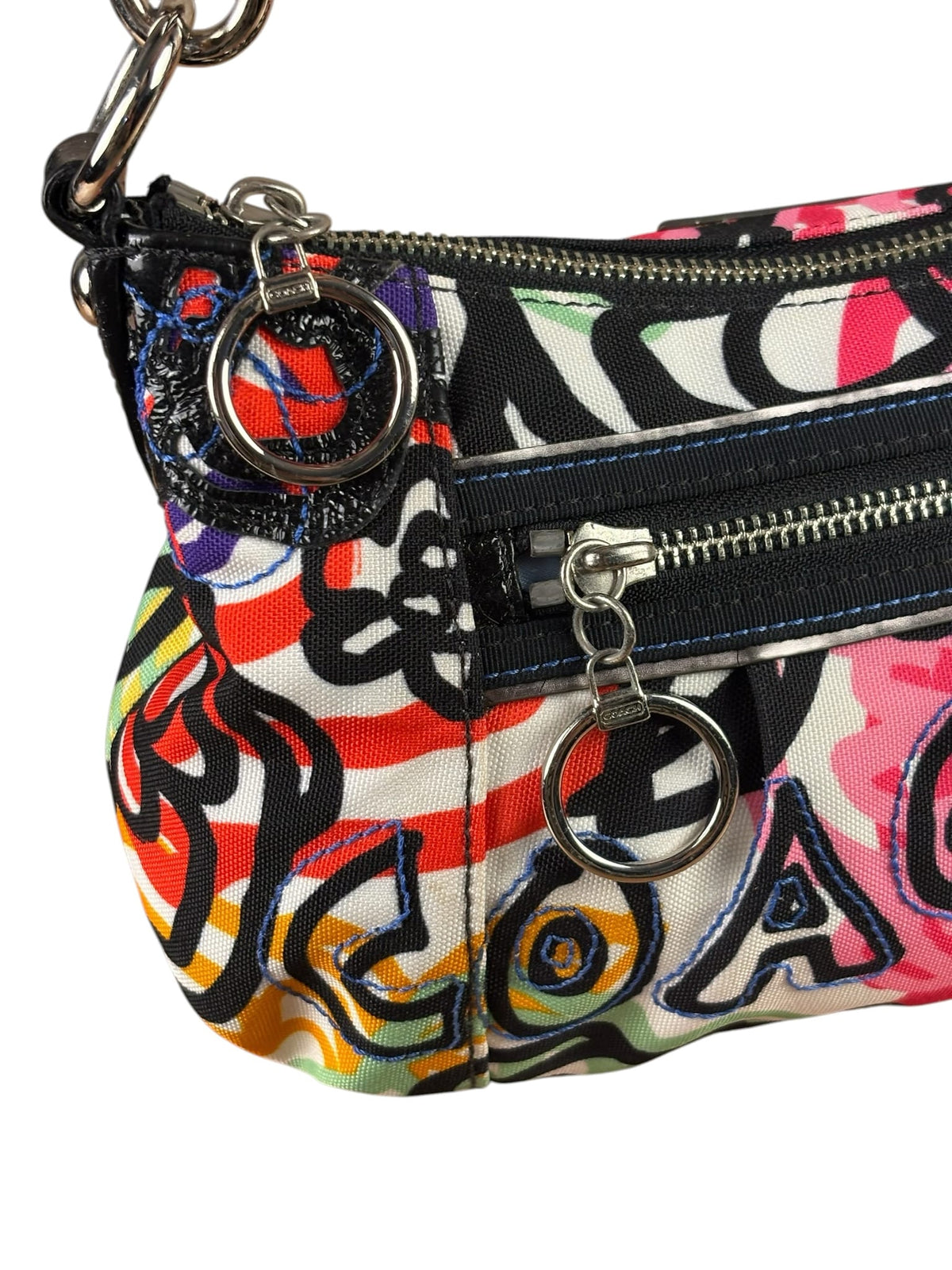 Coach Colorblock Leather Trim Graphic Blossom Two-Way Hobo Bag