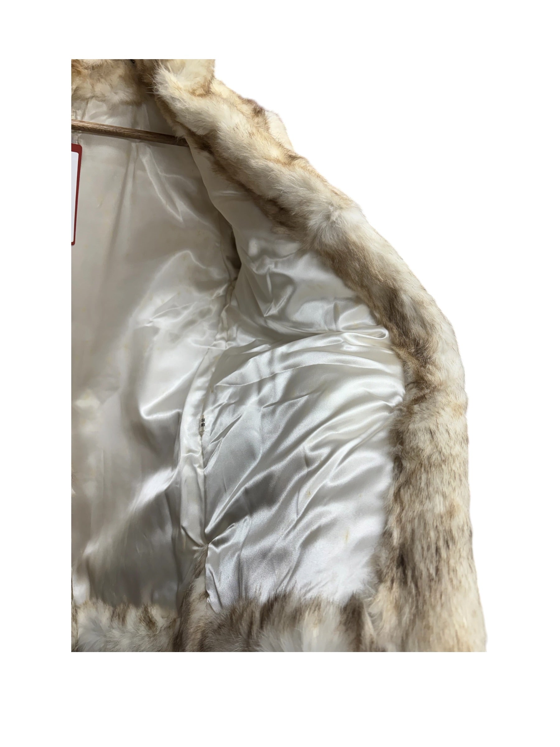 Imagnin Vintage Beige/Cream Rabbit Fur Coat