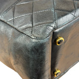 Chanel Vintage Black Quilted Leather Grand Shopping Tote/Shoulder Bag-1990