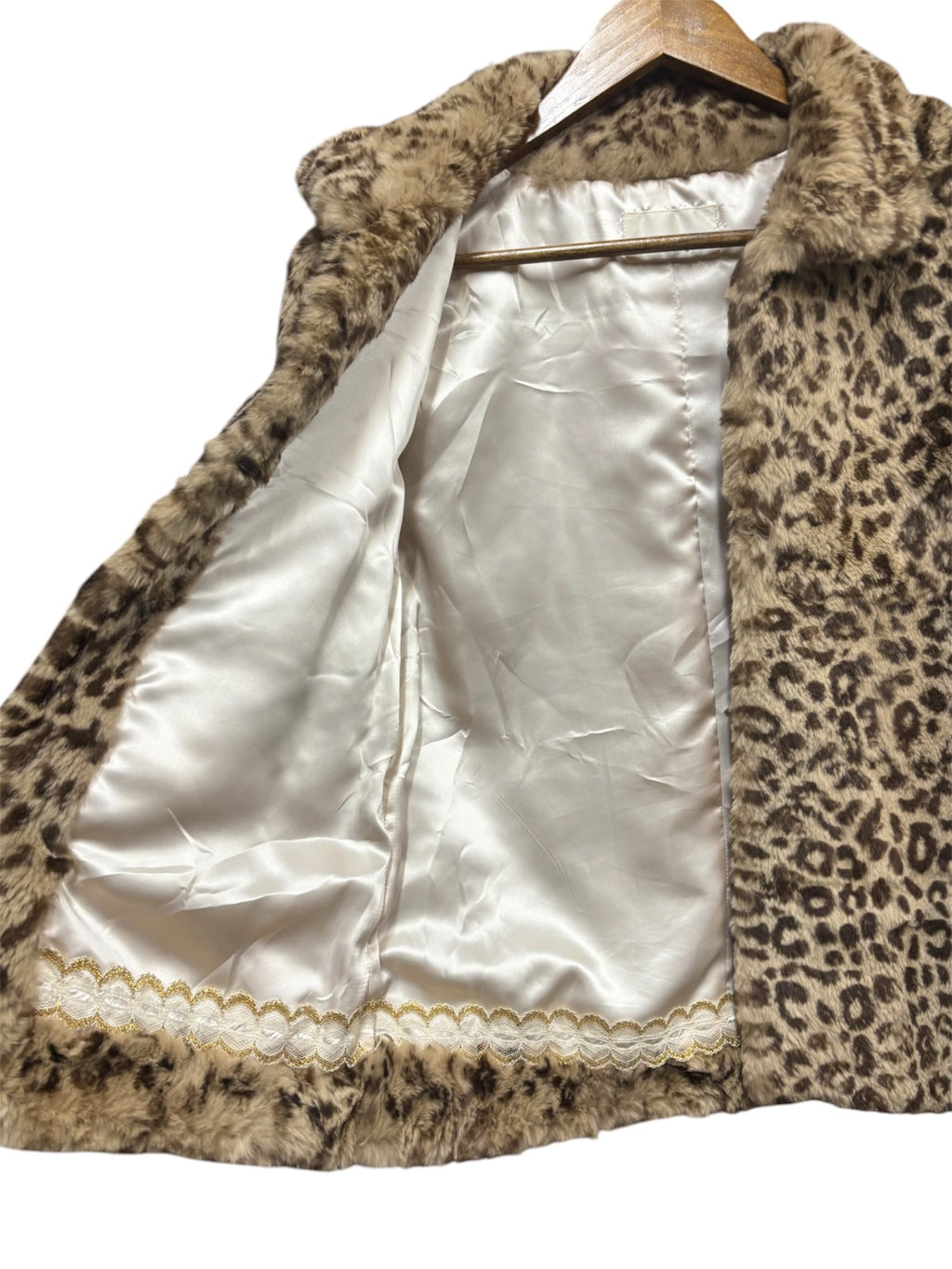 Vintage Rouge Vif Leopard Print Rabbit Fur Coat