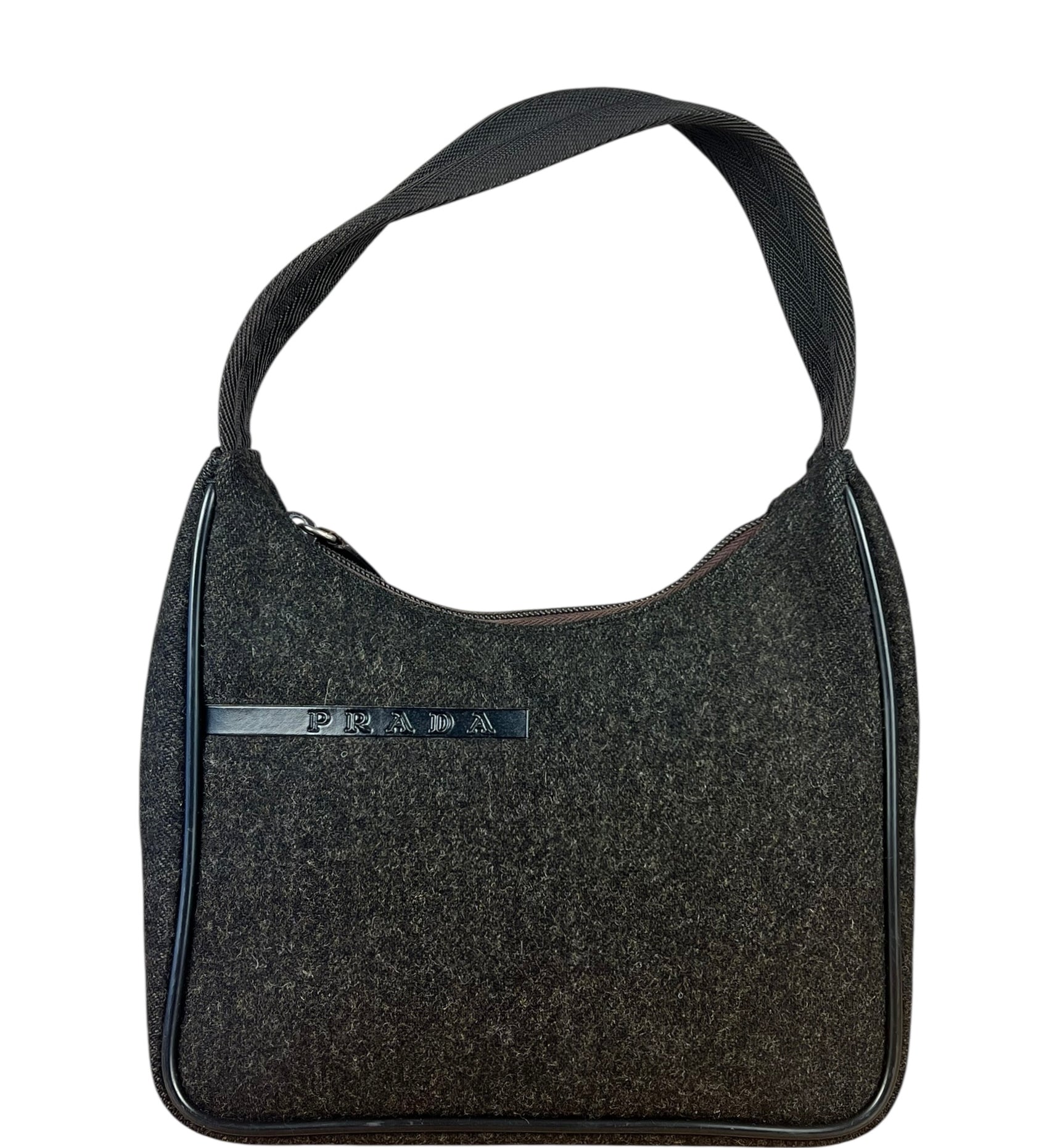 Prada Vintage Dark Grey Wool Pochette
