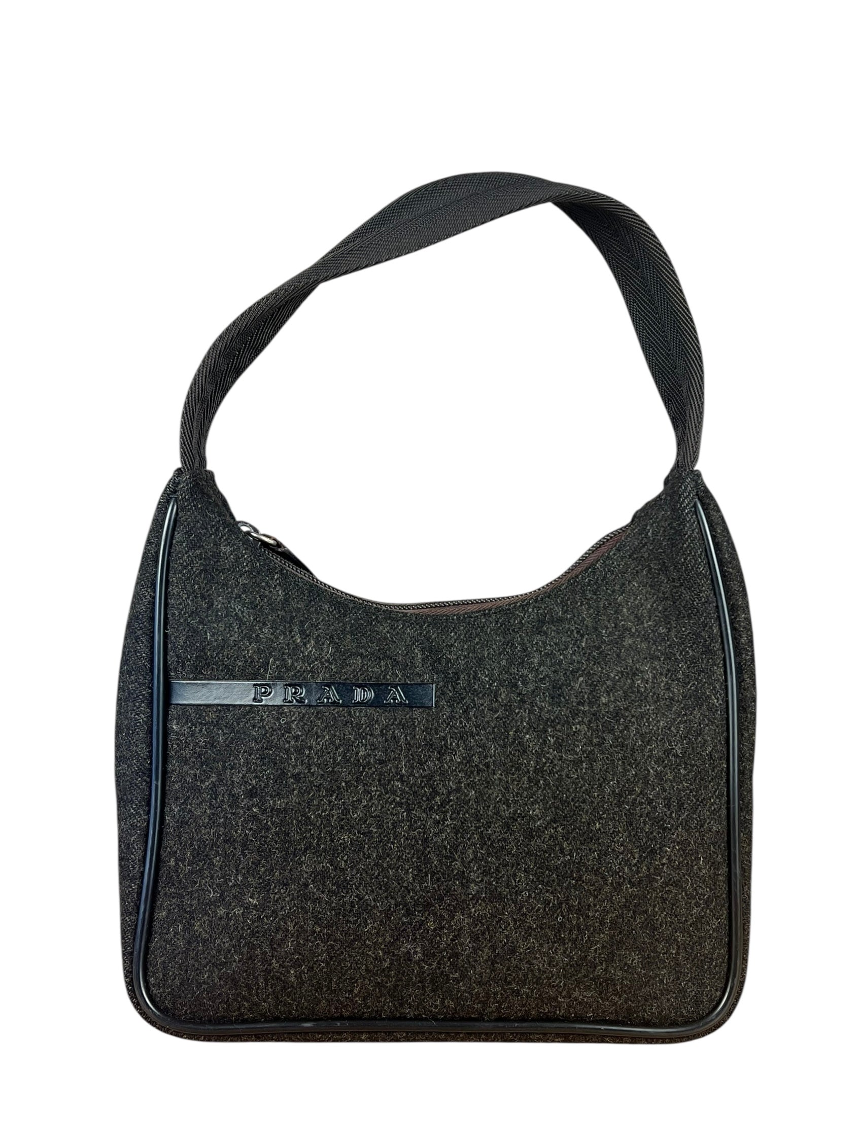 Prada Vintage Dark Grey Wool Pochette