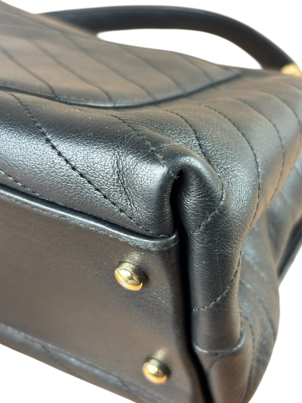 Chanel Grained Calfskin Chevron Stitch Chic Medium Top Handle Bag