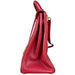 Hermes Kelly 32 Courchevel Rouge Vif Gold Handbag 1997