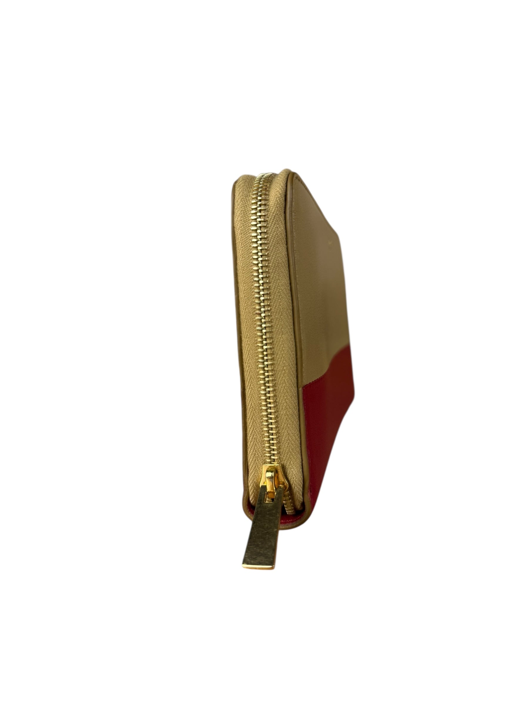 Celine Stripe Leather Zip Wallet