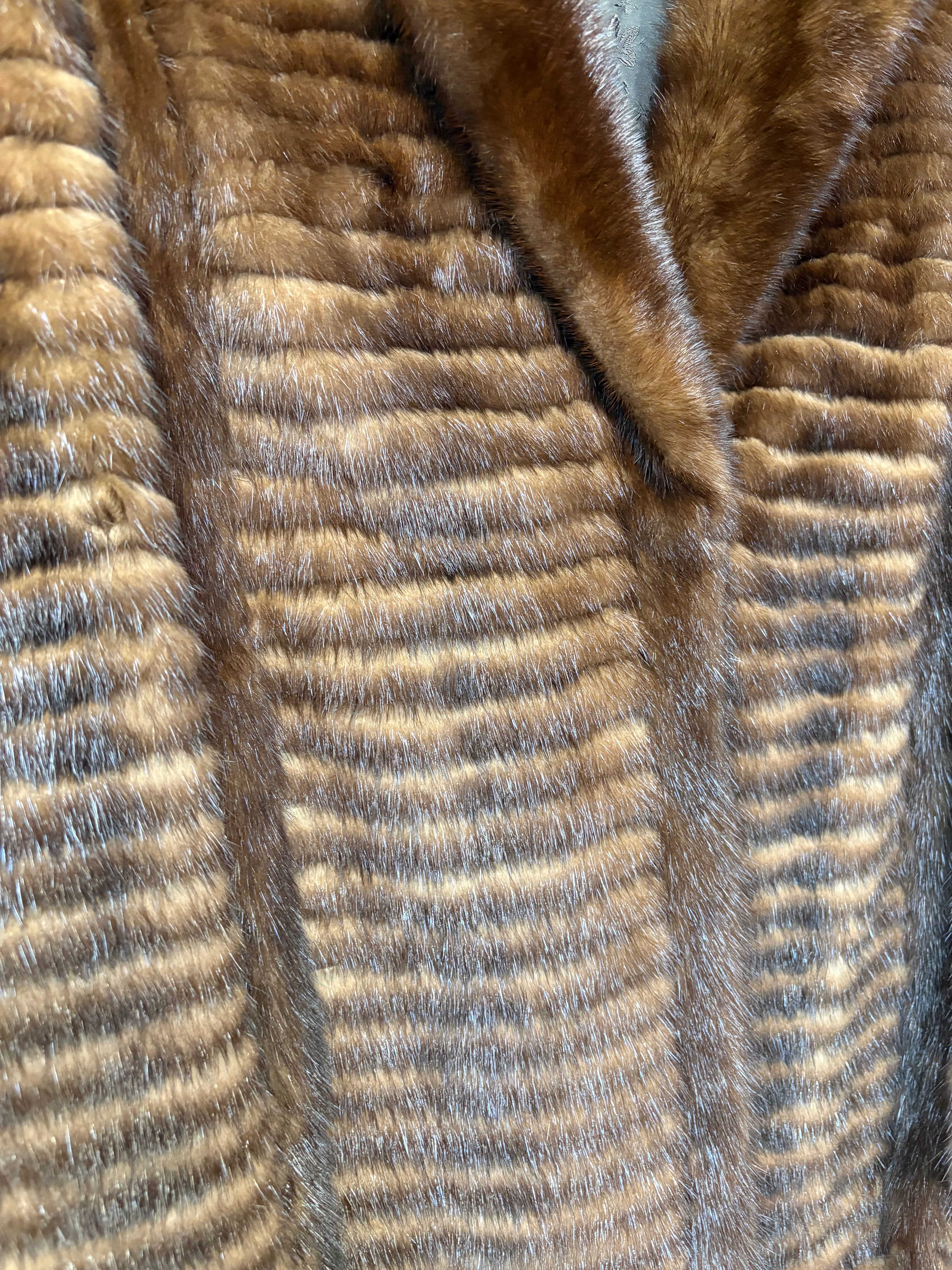 Vintage Dark Brown Stripped Mink Fur Coat