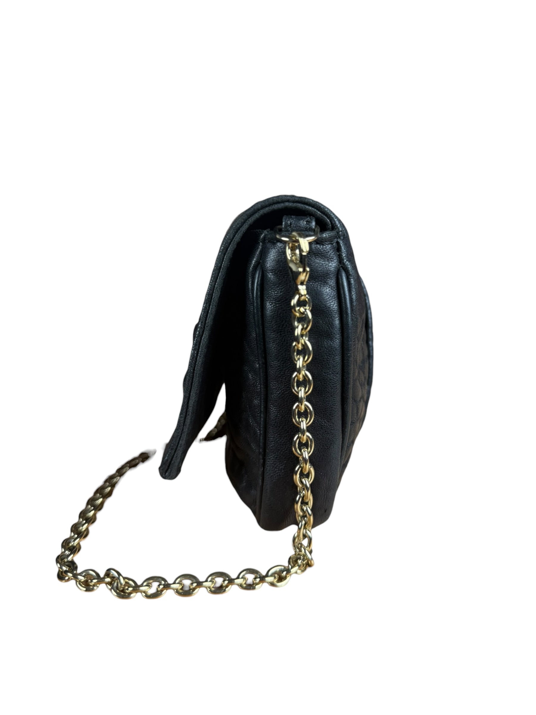 Fendi Black Leather Mini Chain Baguette