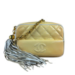 Chanel CC Patent Quilted Yellow Camera Bag 1991