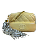 Chanel CC Patent Quilted Yellow Camera Bag 1991