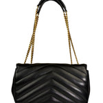 YSL Black Lambskin Matelasse Medium Loulou Shoulder Bag