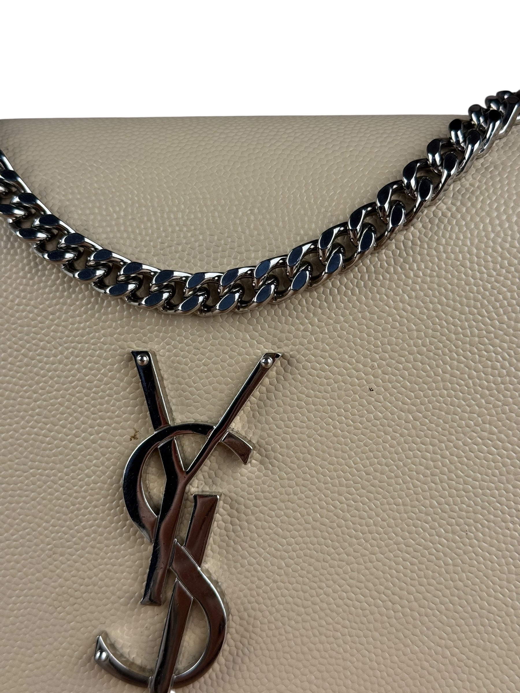 Saint Laurent Kate Grain De Poudre Chain Bag Beige