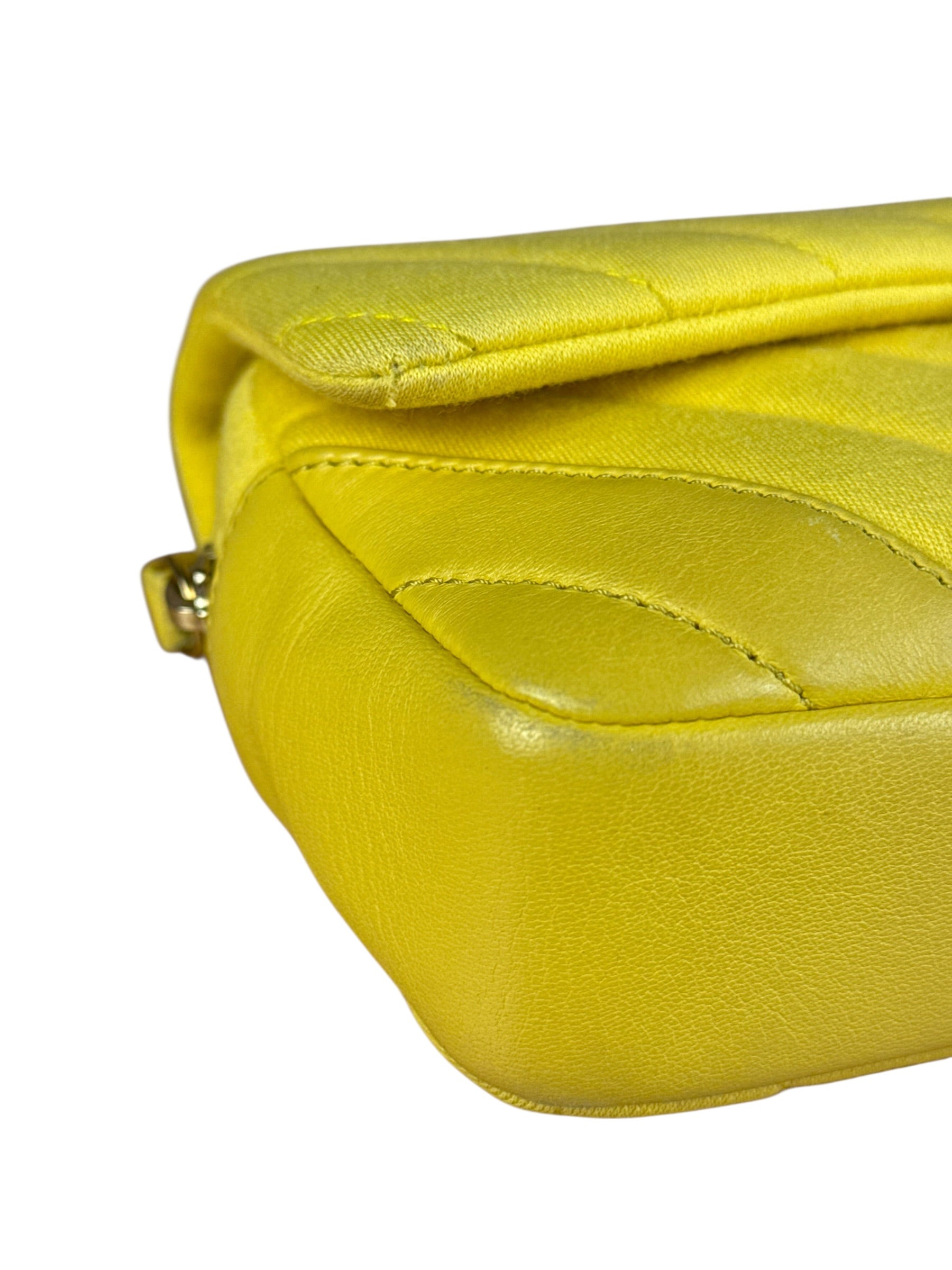 Chanel Yellow Chevron Flap Chain Shoulder Bag 2015