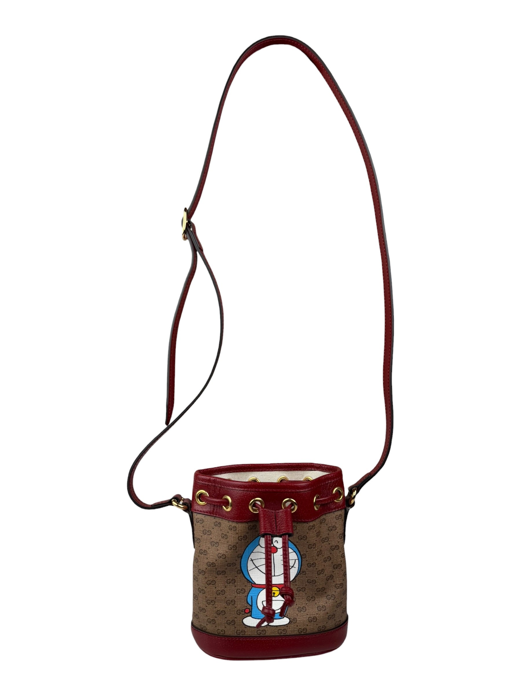 Gucci x Doraemon Bicolor Mini GG Supreme Bucket Bag