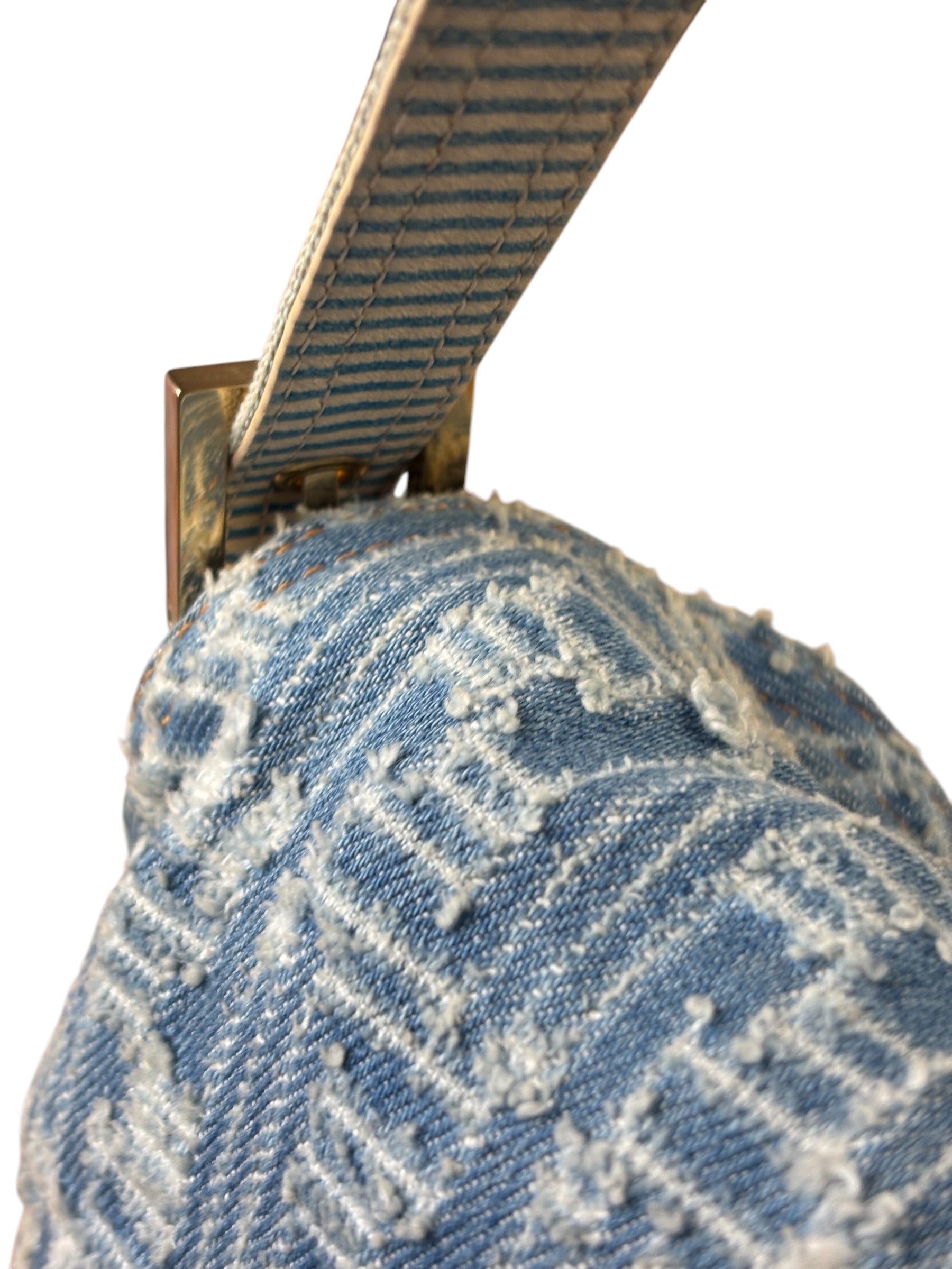 Fendi Blue Denim Zucca  Baguette