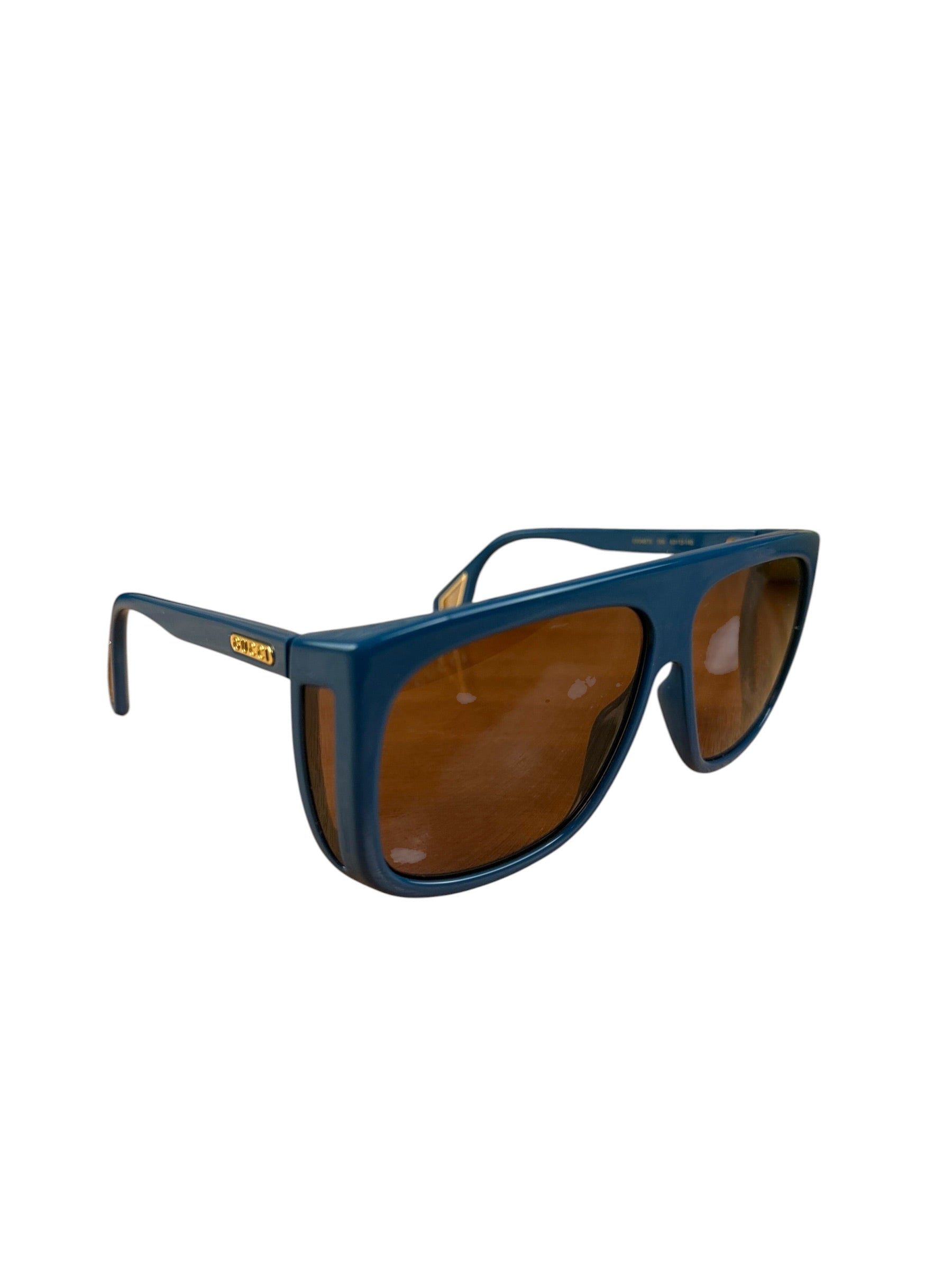 Gucci Blue Acetate Square Frame Interjection Sunglasses