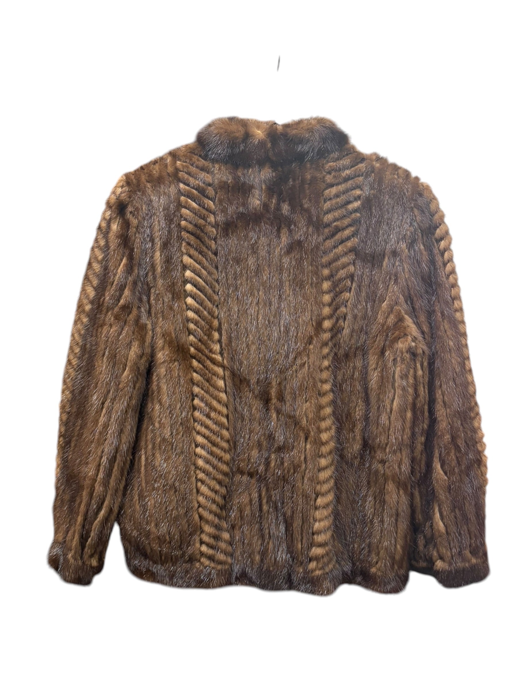 Vintage Chocolate Brown Mink Stripped Fur Coat