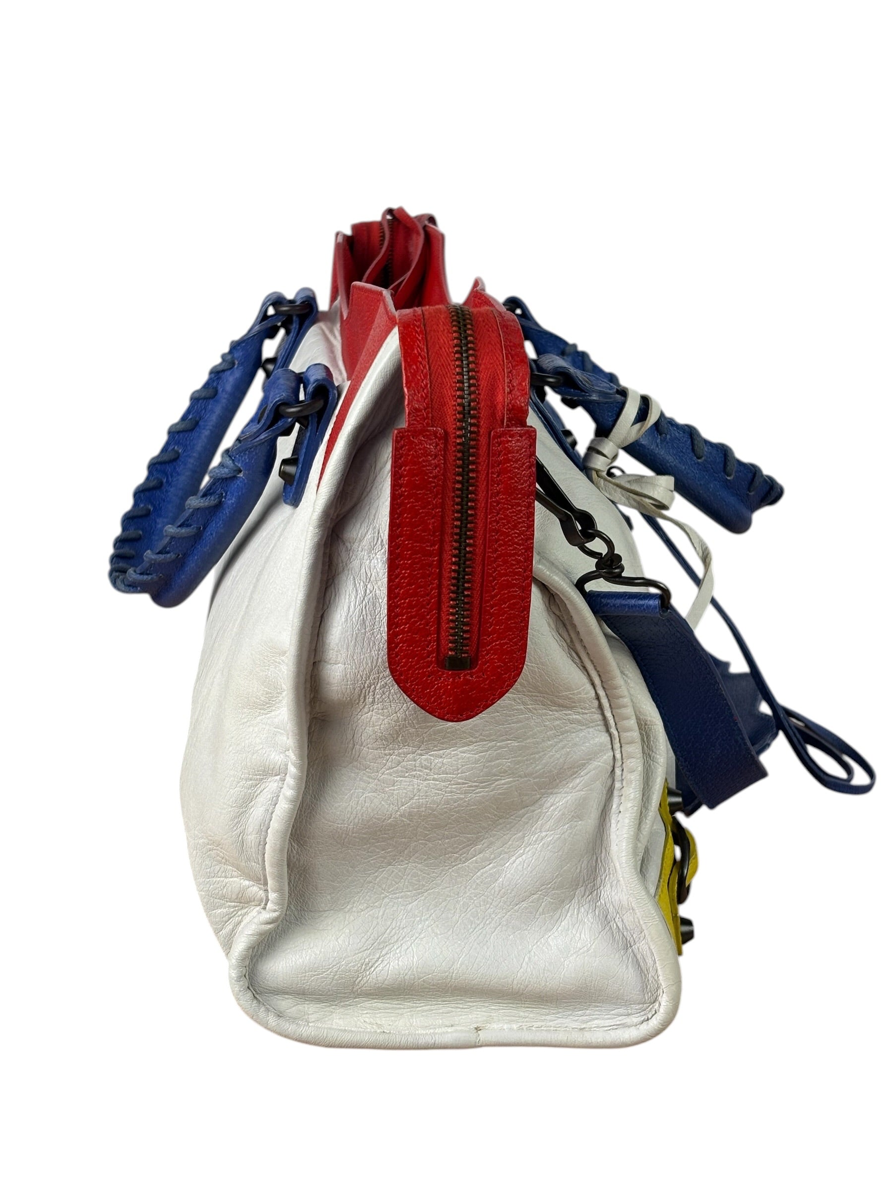 Balenciaga White Multicolor Moto 2Way City Bag
