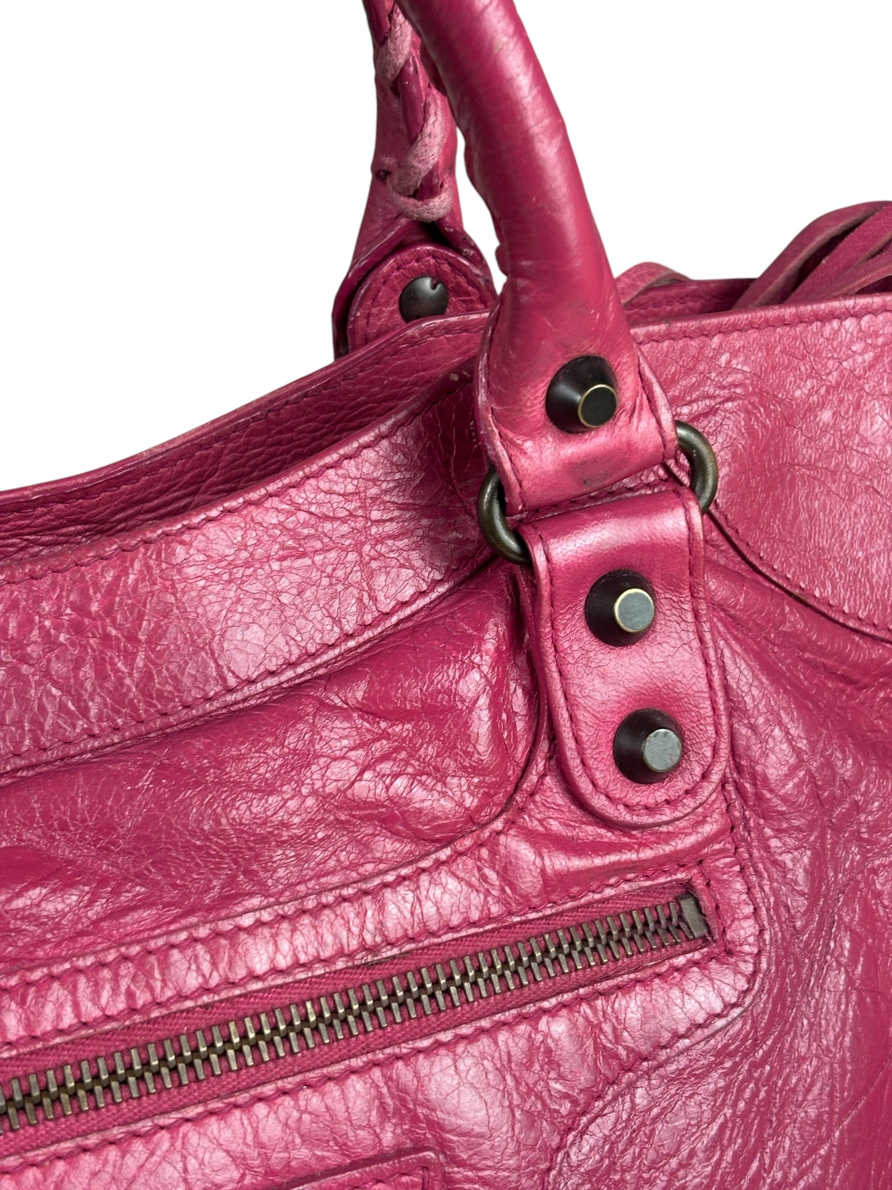 Balenciaga Pink Leather Classic City Two-Way Bag