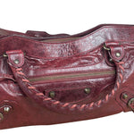 Balenciaga Vintage Burgundy Leather Moto City Two-Way Bag