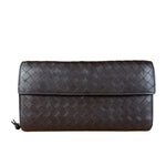 Bottega Veneta Vintage Brown Intrecciato Long Wallet