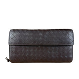 Bottega Veneta Vintage Brown Intrecciato Long Wallet