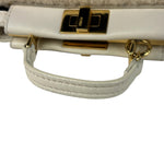 Fendi Cream Fur Lambskin Trim Micro Peekaboo Two-Way Bag