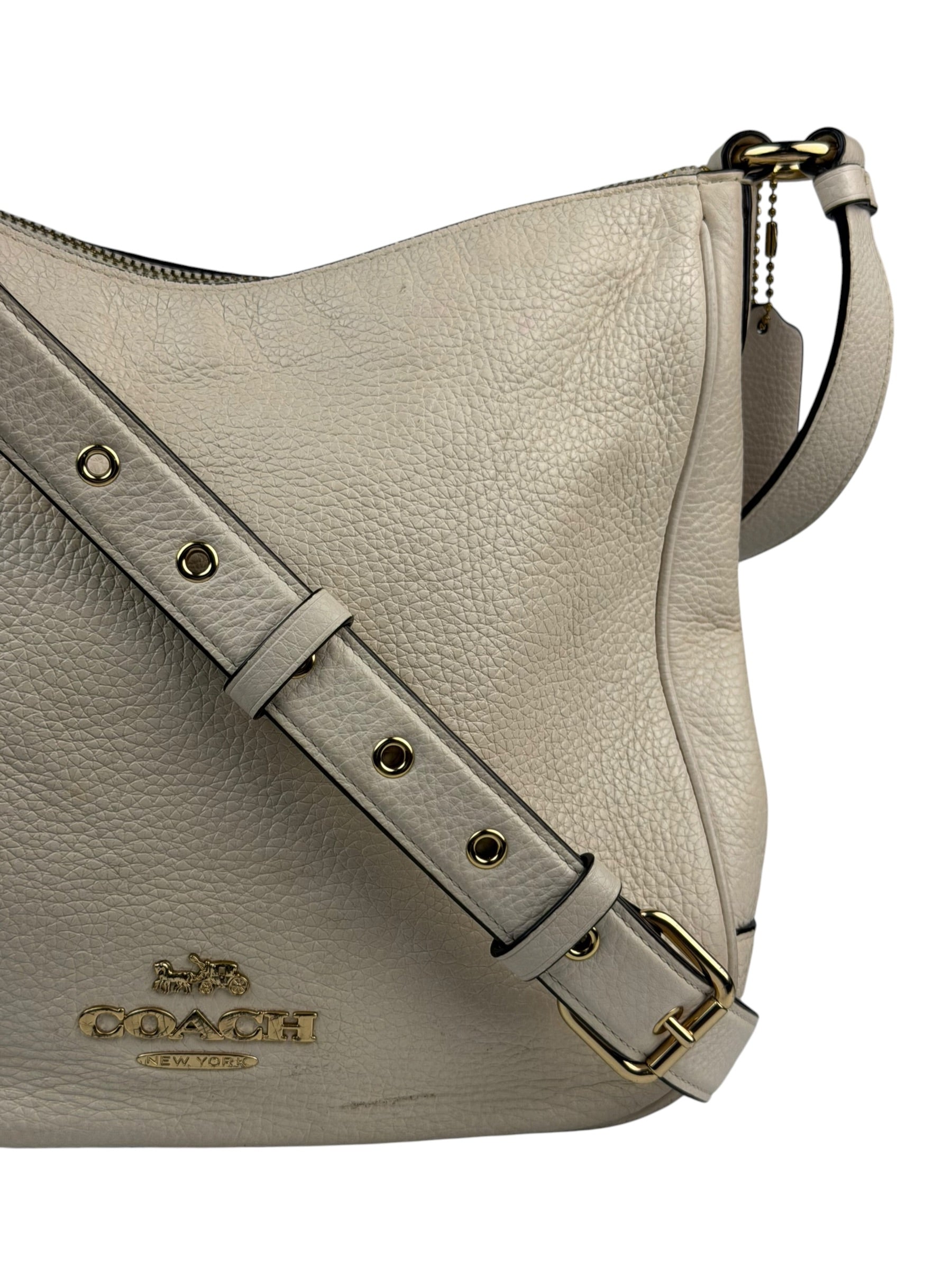 Coach Cream Pebbled Leather Hobo Bag