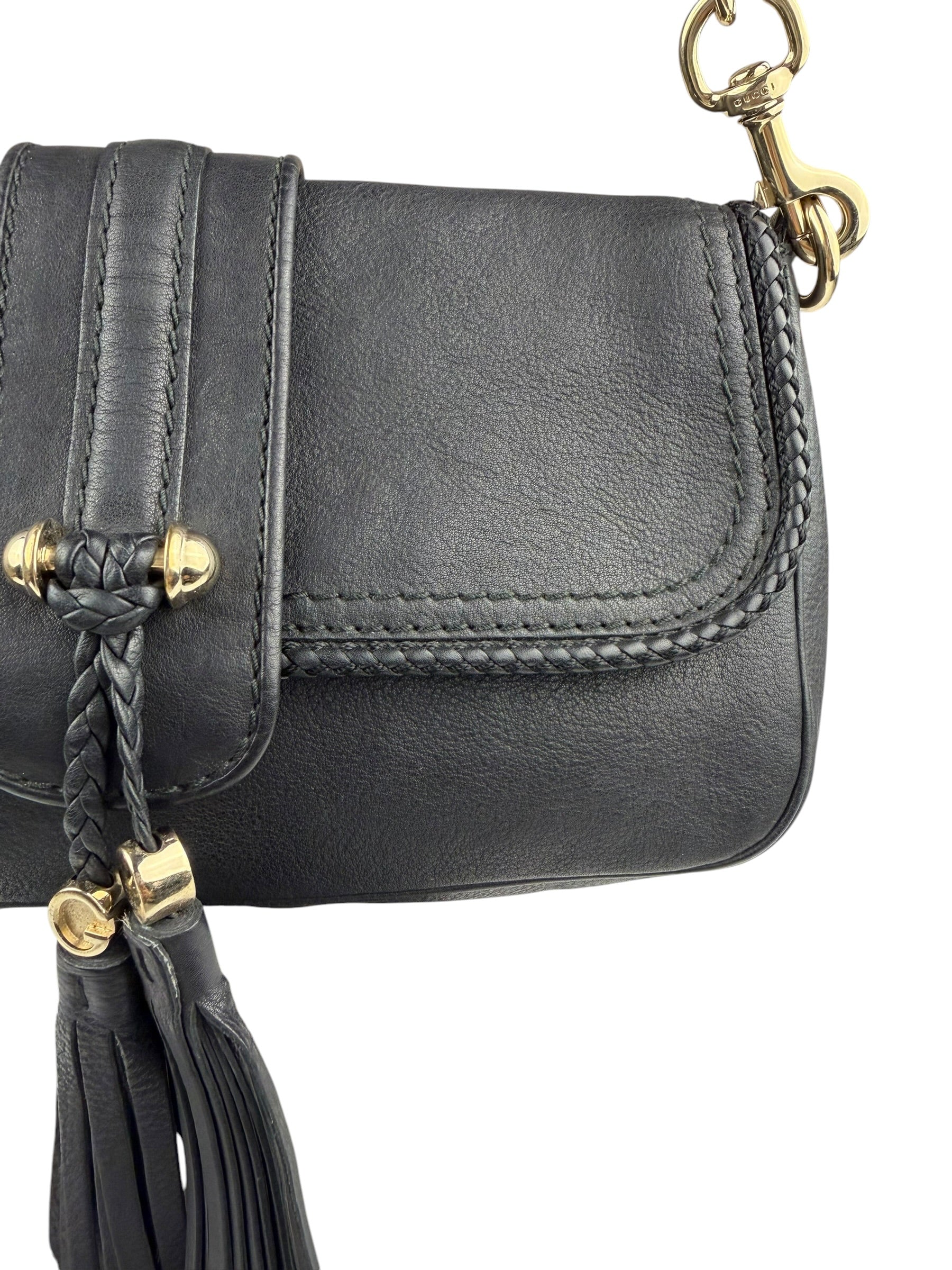 Gucci Black Leather Marrakech Evening Shoulder Bag