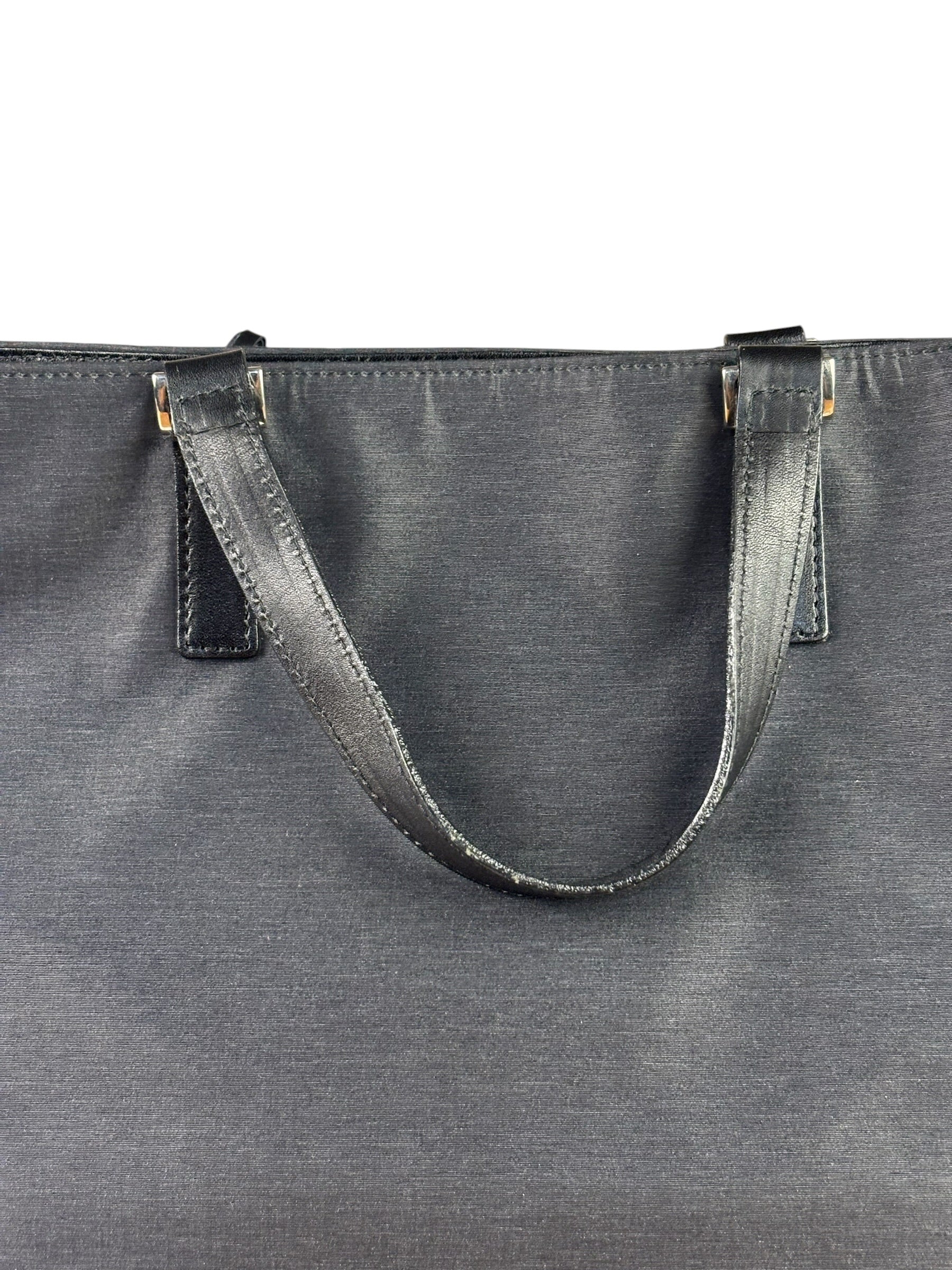 Burberry Grey Nylon/Leather Trim Tote