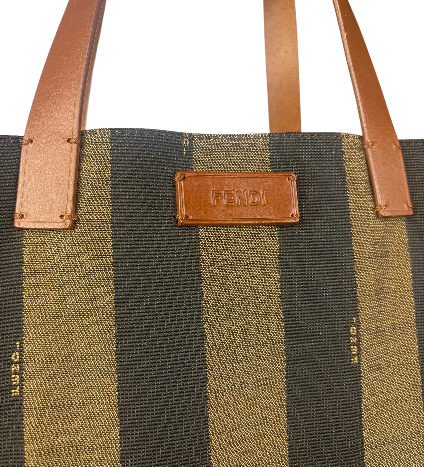 Fendi Pequin Striped Blue Lined Tote Bag